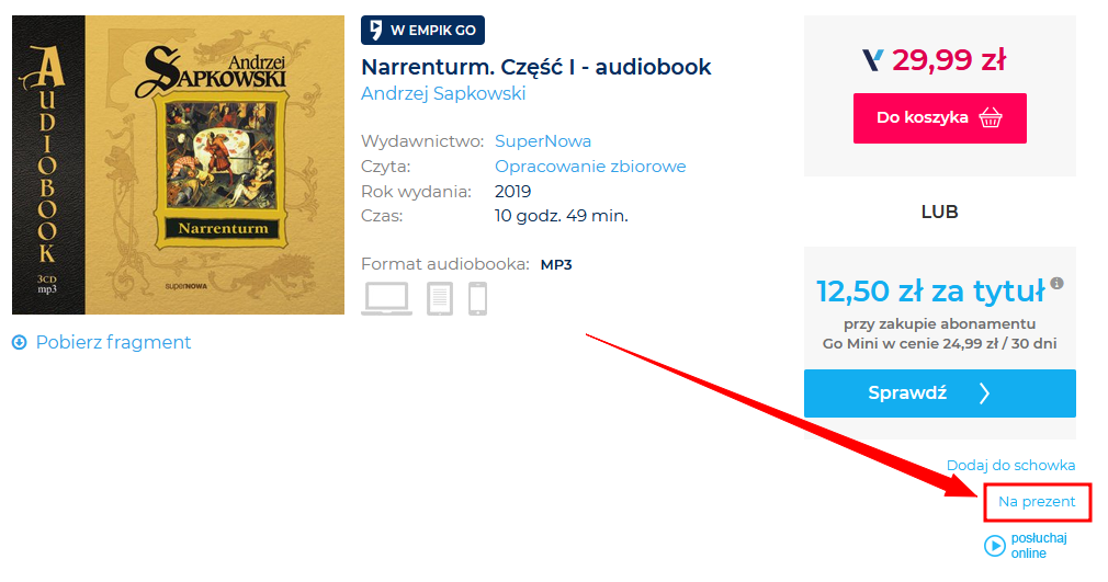 kup audiobooka na prezent w Virtualo